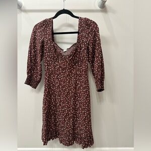 Garage Maroon Floral Dress (size small)